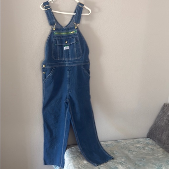 Vintage free People liberty by Anna Corrina Blue Denim Overalls Sz 34 - Picture 4 of 16